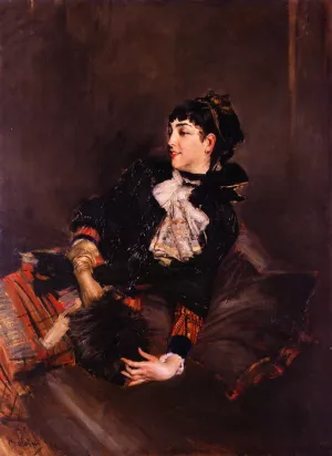 Countess Gabrielle de Rasty on a Sofa by Giovanni Boldini Oil Painting
