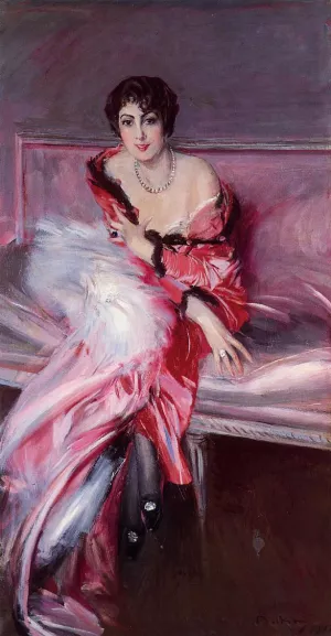 Portrait of Madame Julliard in Red by Giovanni Boldini Oil Painting