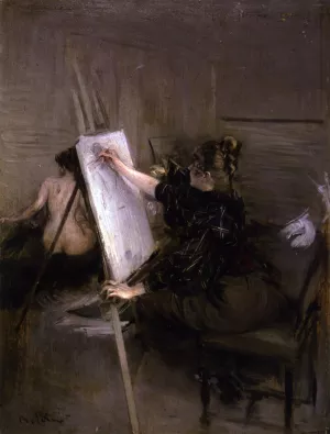 The Artist Ruth Sterling in Her Studio by Giovanni Boldini Oil Painting