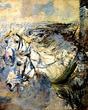 Two White Horses by Giovanni Boldini Oil Painting