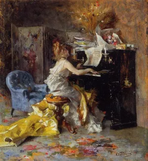 Woman at a Piano by Giovanni Boldini Oil Painting