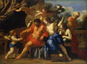 Hercules and Omphale by Giovanni Francesco Romanelli Oil Painting