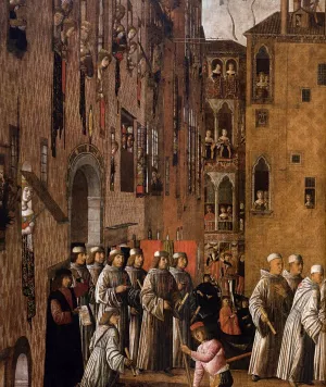 Miracle of the Relic of the Holy Cross in Campo San Lio Detail by Giovanni Mansueti Oil Painting