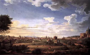 View of Rome from Mt. Mario, in the Southeast by Giovanni Paolo Pannini Oil Painting