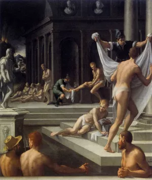 Baths at Pozzuoli by Girolamo Macchietti Oil Painting