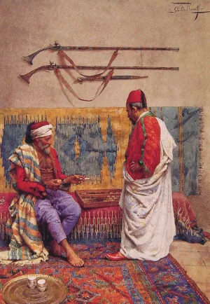 A Game of Backgammon Oil painting by Giulio Rosati
