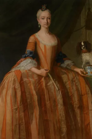 Portrait of the Infanta Maria Josefa de Borbon Full Length by Giuseppe Bonito Oil Painting