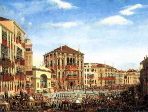 Napoleon I Presiding over a Regatta in Venice in 1807 by Giuseppe Borsato Oil Painting