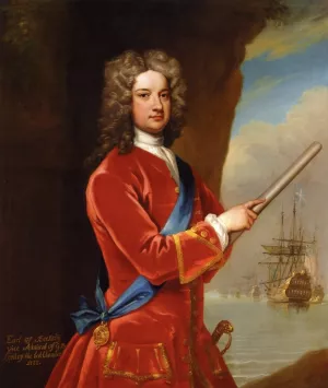 Portrait of Admiral James Berkeley, 3rd Earl of Berkeley 1680 - 1736 by Godfrey Kneller Oil Painting