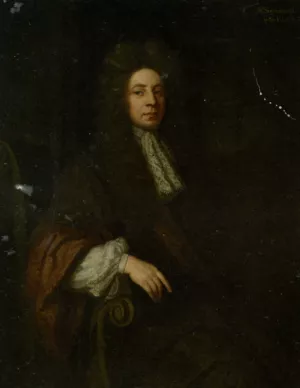 Portrait of Sir Robert Southwell in a Brown Robe by Godfrey Kneller Oil Painting