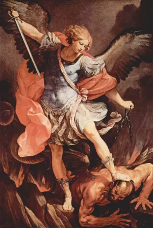 St. Michael The Archangel Overcoming Satan by Guido Reni Oil Painting