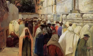 Jews at the Wailing Wall by Gustav Bauernfeind Oil Painting