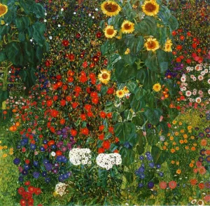 Farm Garden with Sunflowers Oil painting by Gustav Klimt