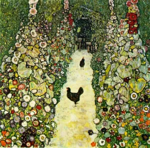 Garden Path with Chickens by Gustav Klimt Oil Painting
