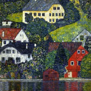 Houses at Unterach on the Attersee Oil painting by Gustav Klimt
