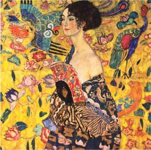 Lady with Fan by Gustav Klimt Oil Painting