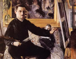 Self Portrait with Easel by Gustave Caillebotte Oil Painting