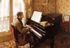 Young Man Playing the Piano by Gustave Caillebotte Oil Painting