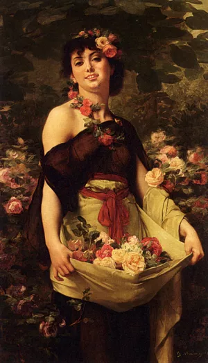 The Flower Girl by Gustave Clarence Rodolphe Boulanger Oil Painting