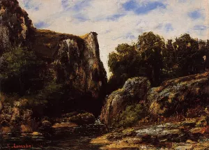 A Waterfall in the Jura by Gustave Courbet Oil Painting