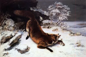 Fox in the Snow by Gustave Courbet Oil Painting
