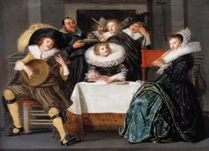 A Merry Company Making Music by Hals Nicolaes Oil Painting
