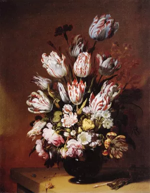 Tulips in a Vase by Hans Bollongier Oil Painting