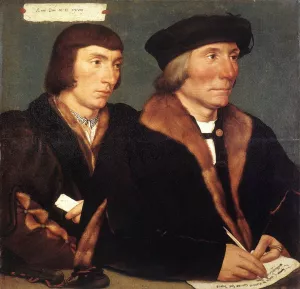 Double Portrait of Sir Thomas Godsalve and His Son John by Hans Holbein Oil Painting