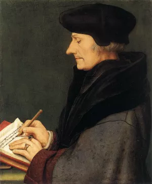 Portrait of Erasmus of Rotterdam Writing by Hans Holbein Oil Painting