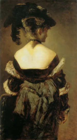 Dame mit Federhut in Ruckenansicht by Hans Makart Oil Painting