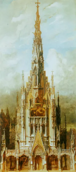 Gotische Grabkirche St. Michael, Turmfassade by Hans Makart Oil Painting