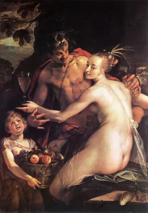 Bacchus, Ceres and Cupid by Hans Von Aachen Oil Painting