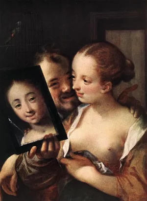 Joking Couple by Hans Von Aachen Oil Painting
