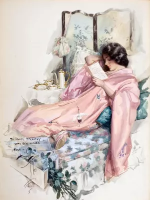 The Letter by Harrison Fisher Oil Painting