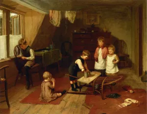 Children at Play by Harry Brooker Oil Painting