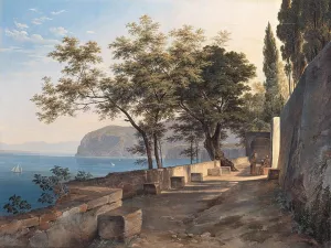 Terrace of the Capucin Priory in Sorrento by Heinrich Carl Reinhold Oil Painting