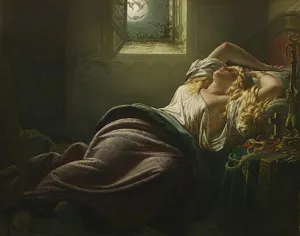 Kriemhild's Dream of the Falcon by Heinrich Schwemminger Oil Painting