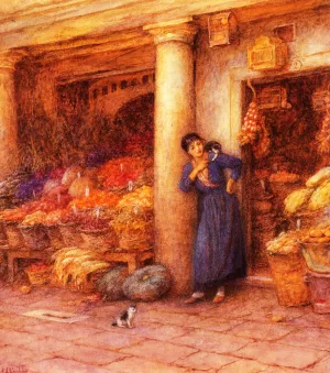 Venetian Fruit Stall by Helen Allingham Oil Painting