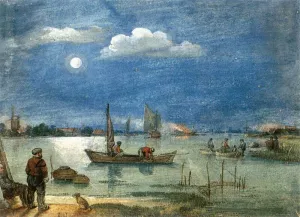 Fishermen by Moonlight by Hendrick Avercamp Oil Painting