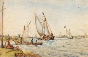 River Landscape by Hendrick Avercamp Oil Painting