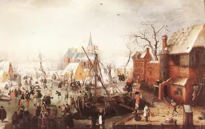 Winter Scene at Yselmuiden by Hendrick Avercamp Oil Painting