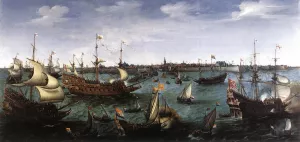 The Arrival at Vlissingen of the Elector Palatinate Frederick V by Hendrick Cornelisz Vroom Oil Painting