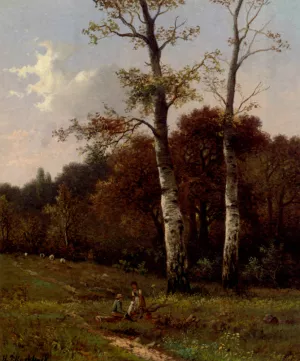 A Picnic Before The Woods by Hendrik Pieter Koekkoek Oil Painting