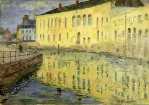 Pale Buildings Reflected in the Canal by Henri Duhem Oil Painting