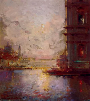 Venice at Dusk by Henri Duvieux Oil Painting