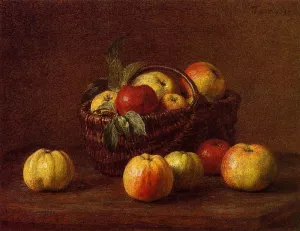Apples in a Basket on a Table by Henri Fantin-Latour Oil Painting