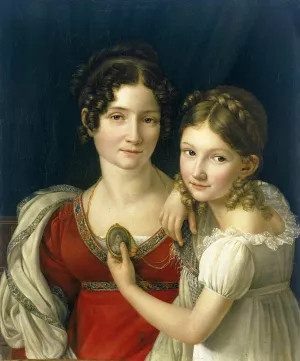 Mother and Her Daughter by Henri- Francois Riesener Oil Painting