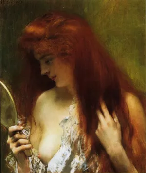 Young Red Head Gooming Herself by Henri Gervex Oil Painting