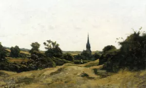 Eglise de St Prive,Yonne by Henri Harpignies Oil Painting
