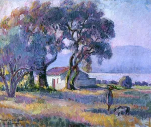 A Girl by the Lake by Henri Lebasque Oil Painting
